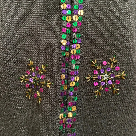 80’s Vintage Joan Leslie Snowflake Sequin Sweater - Picture 7 of 7